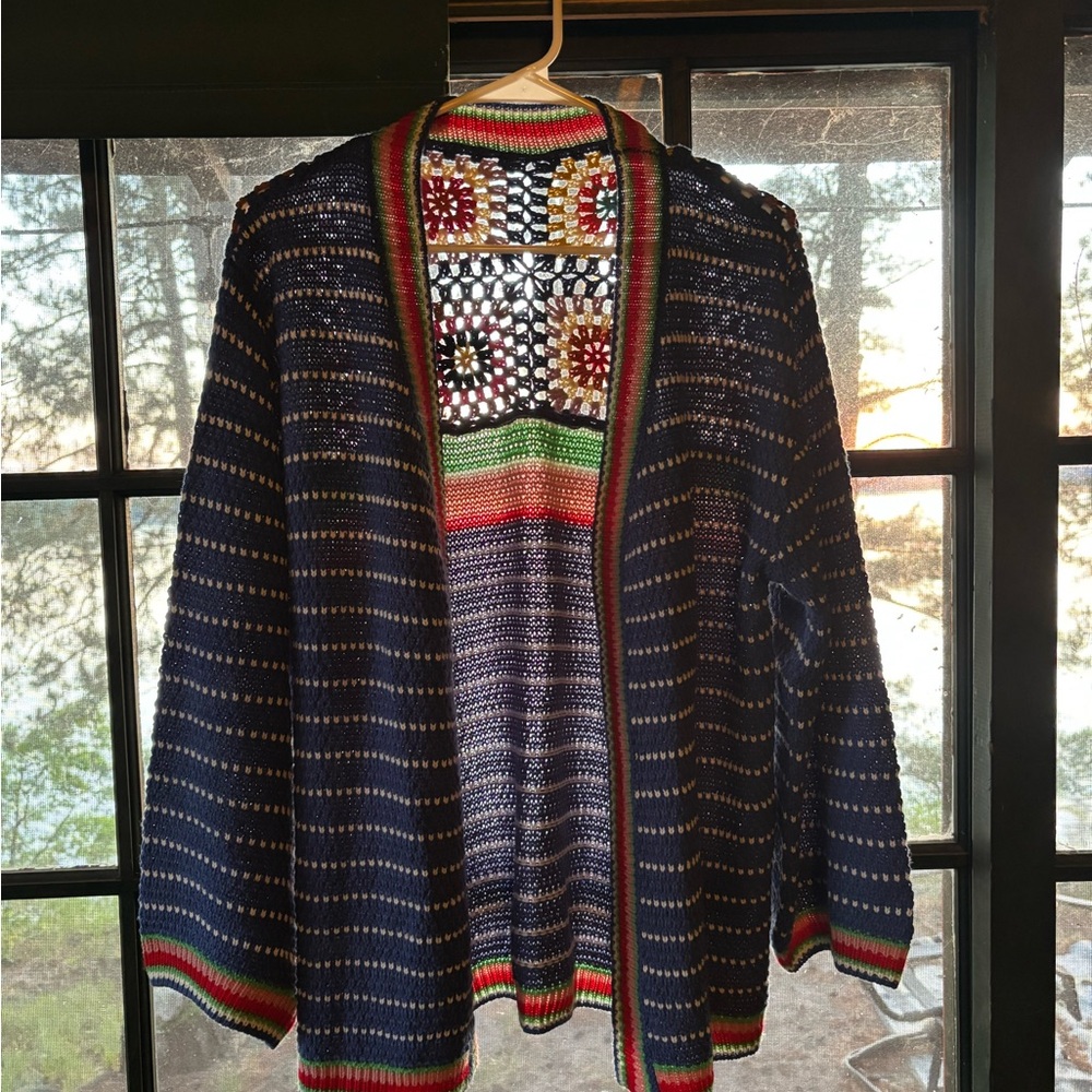 Hand Crafted Multicolor Crochet Cardigan